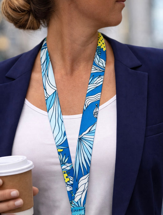 Lanyard aus recyceltem Polyester mit Print und Logo nach Wunsch