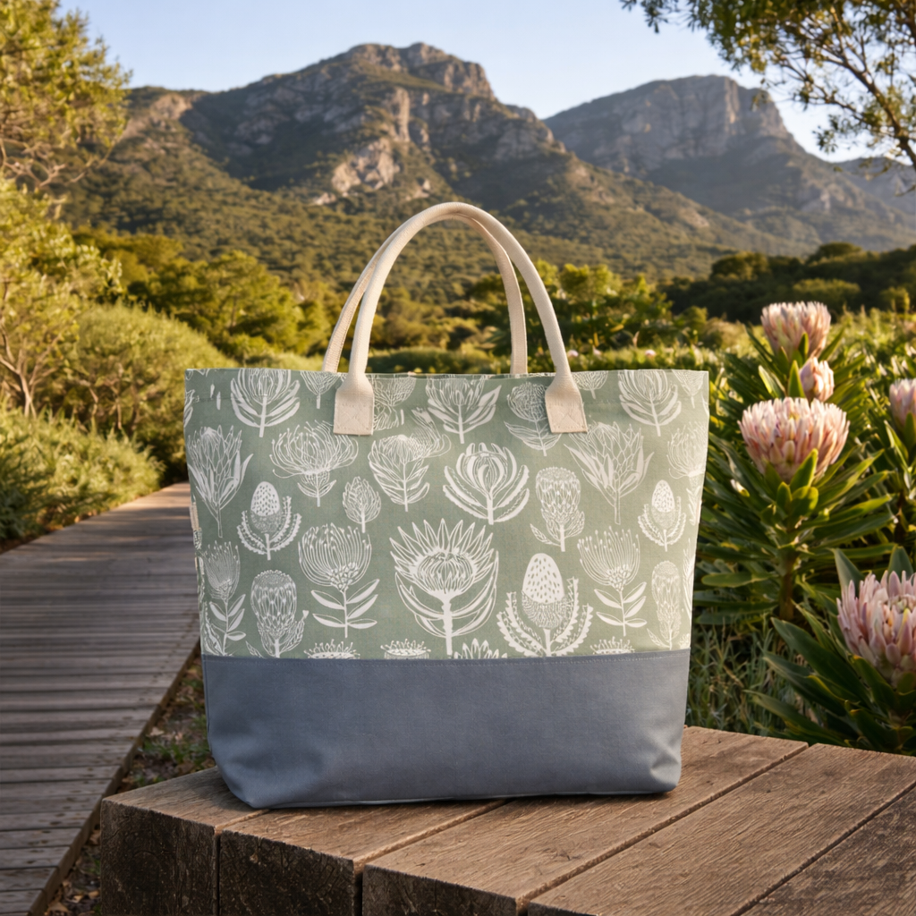 Beach oder Shopping Bag / Floral Kingdom Sage