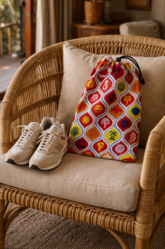 Schuh-Beutel oder Wäschesack aus recycelten Plastikflaschen – verschiedene Prints und Größen