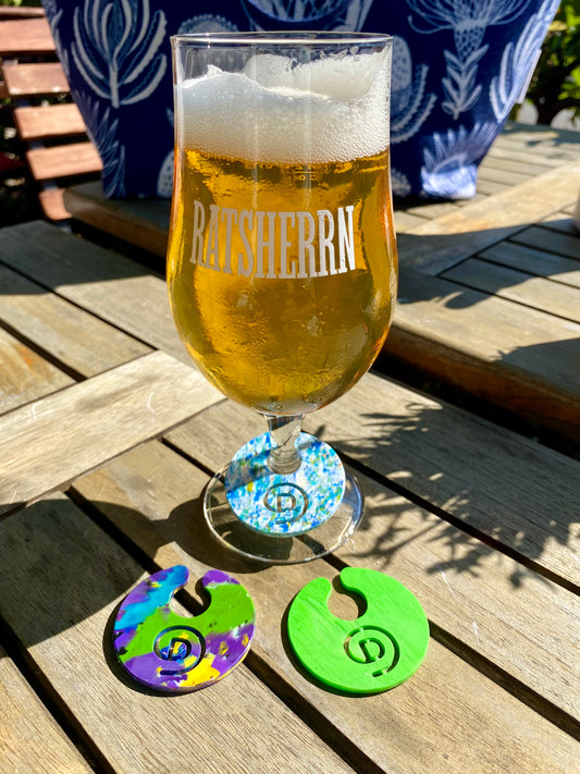 Branded Glass Identifiers Made from Recycled Plastic Waste