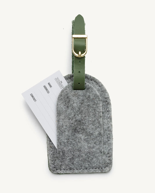 Eco-Felt Kofferanhänger aus recycelten Plastikflaschen mit Leder – verschiedene Farben