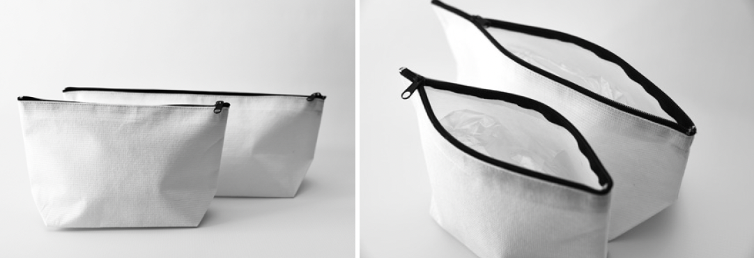 Täschchen aus recycelten Plastikflaschen – verschiedene Größen und Muster – auf Wunsch in Eurem Design und mit Logo