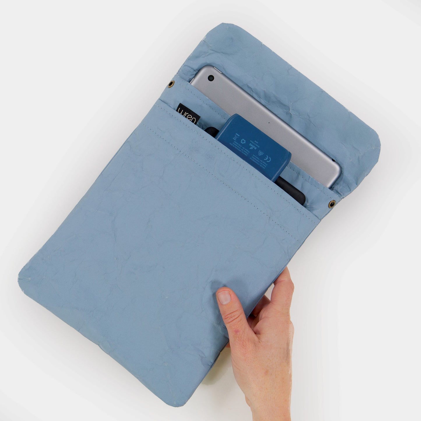 Recycled Cement Paper iPad oder Tablet Sleeve Cloud Blue