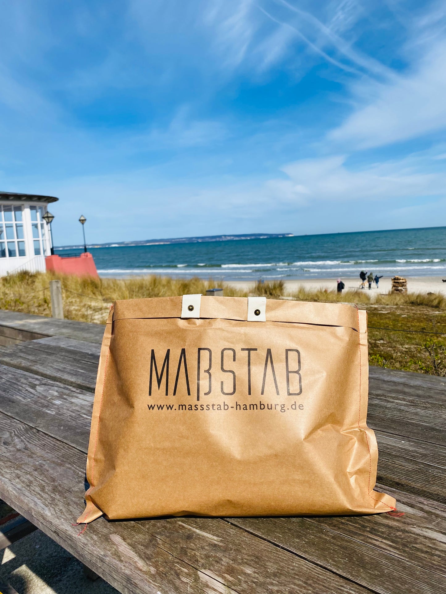 Paper Shopper genäht mit Baumwollgriffen und Logo