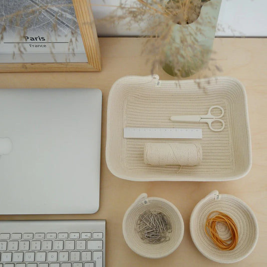 Rechteckiger Aufbewahrungskorb aus Baumwollkordel – verschiedene Farben