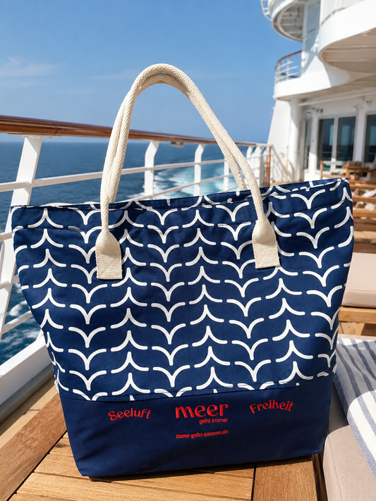 Beach or Shopping Bag / Whales Tails Navy Special Edition "Meer geht immer"