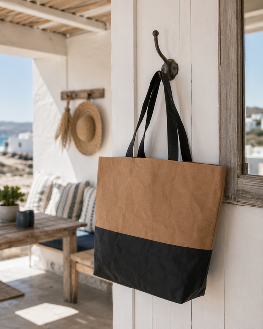Kleiner Paper Shopper aus recyceltem Kraftpapier – mit Logo möglich