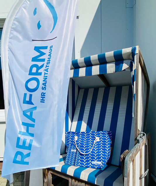 Beach oder Shopping Bag Whales Tails Royal Blau, auch als Firmengeschenk mit Logo