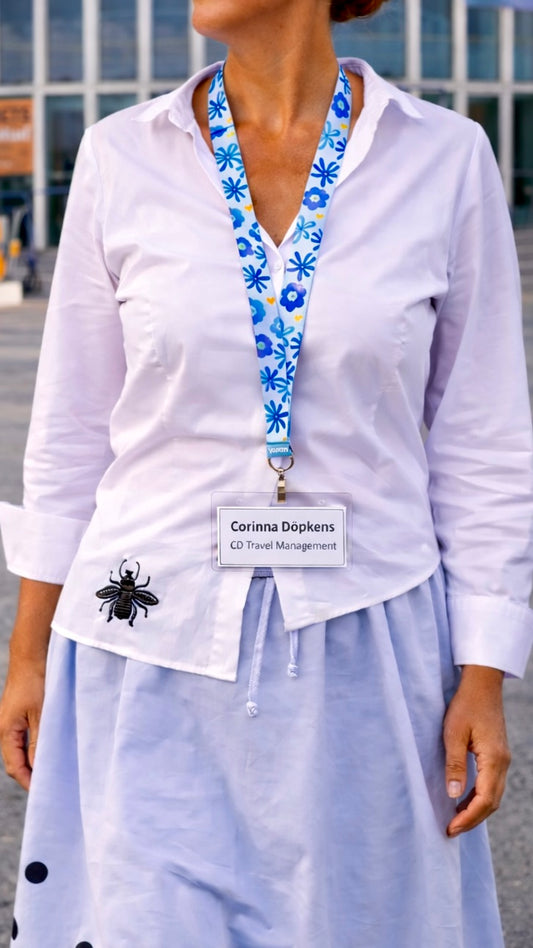 Lanyard aus recyceltem Polyester mit Print und Logo nach Wunsch