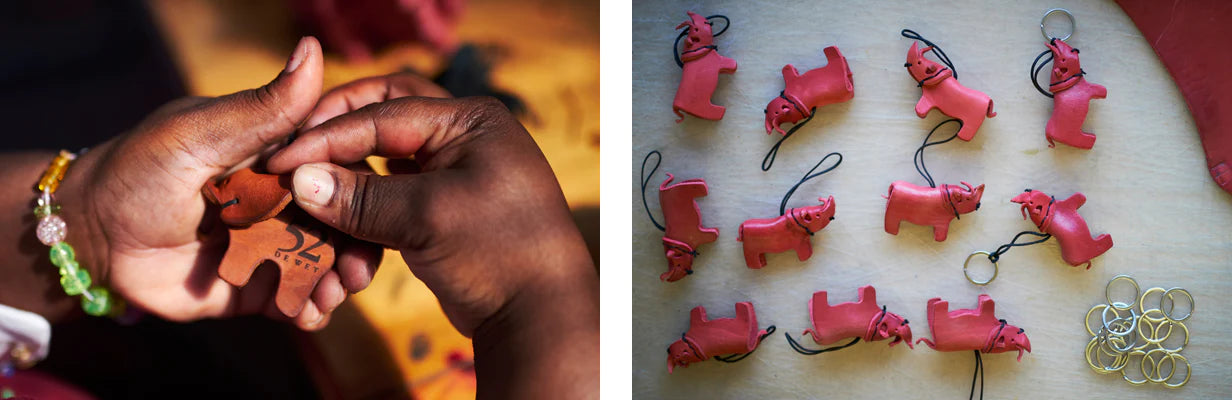 Baby Elephant Anhänger, Unterstützung eines lokalen Projekts in Kapstadt – verschiedene Farben, mit eingraviertem Logo möglich