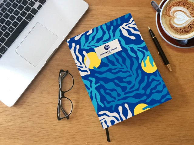 A5 Notizbuch Hardcover liniert oder blank – verschiedene Muster, auf Wunsch mit Logo mit weiteren Mustern